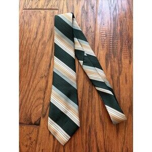 Mark of California Vintage Striped Neck Tie Emerald. Green Brown White